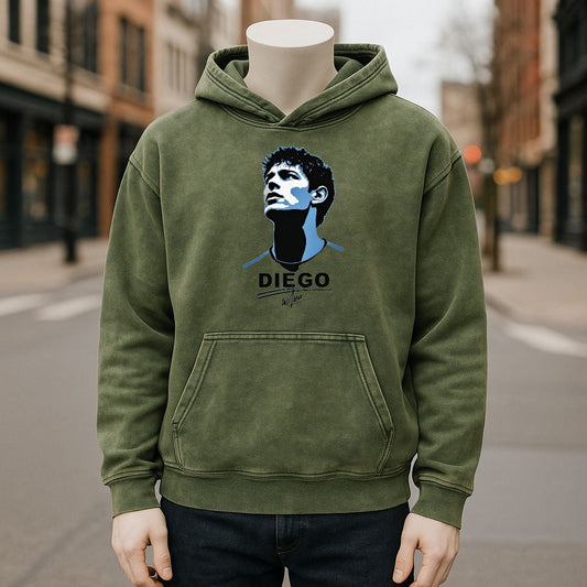 Sudadera con capucha lavada de color verde militar