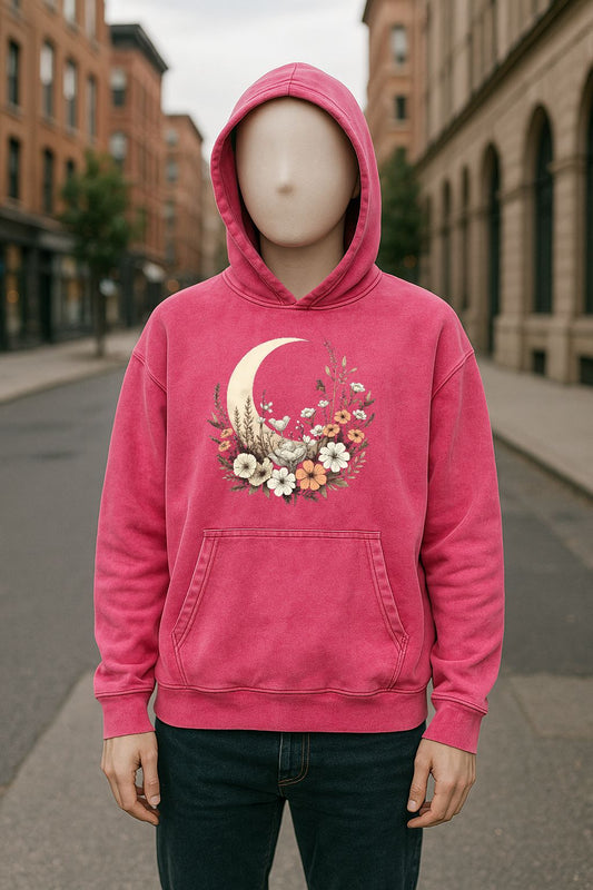 Sudadera con capucha lavada en rojo rosa