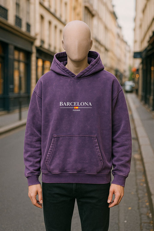 Sudadera con capucha lavada en morado