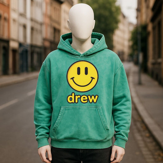 Sudadera con capucha lavada en verde