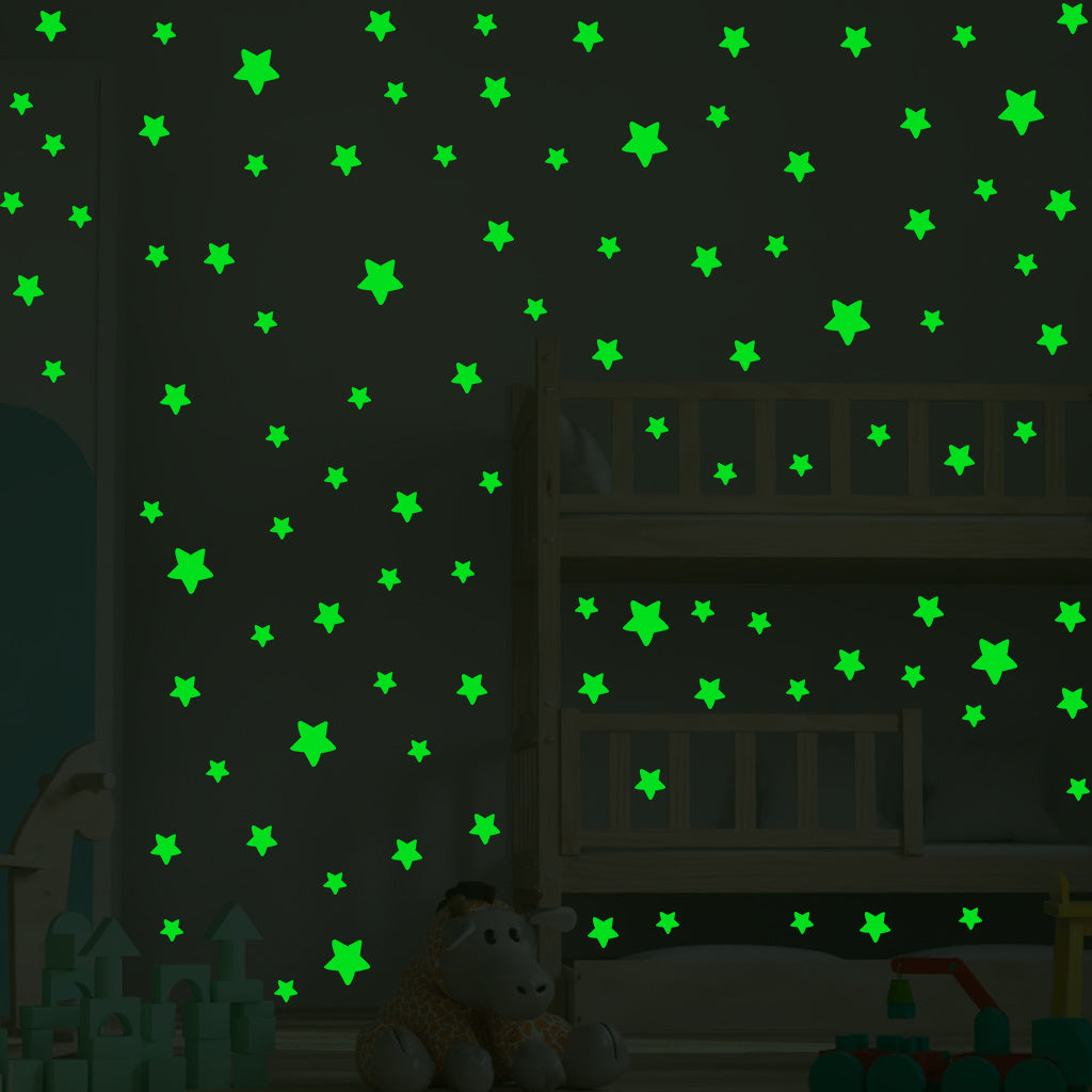 1套 绿色夜光星星墙贴,暗夜里化作梦幻星河,每晚坠入绿色星空梦,把卧室变成浪漫秘境,乙烯基可拆卸家居装饰贴纸