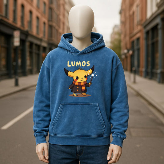 Sudadera con capucha lavada en azul