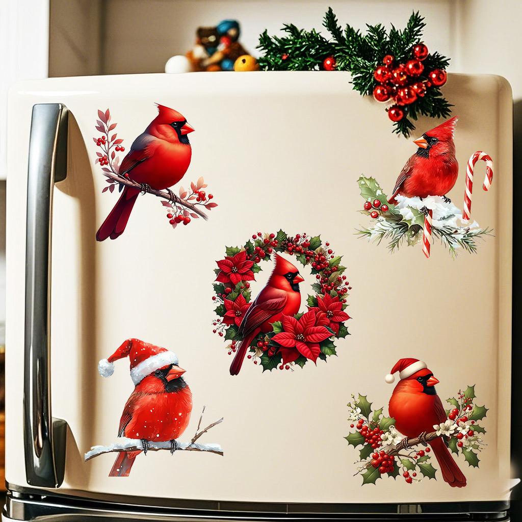 1套 圣诞帽喜鹊与花环喜鹊 转印水晶标贴纸 UV DTF贴纸 适用于水杯 咖啡杯 笔记本等装饰 增添节日氛围与生活趣味性 自粘防水创意DIY贴纸