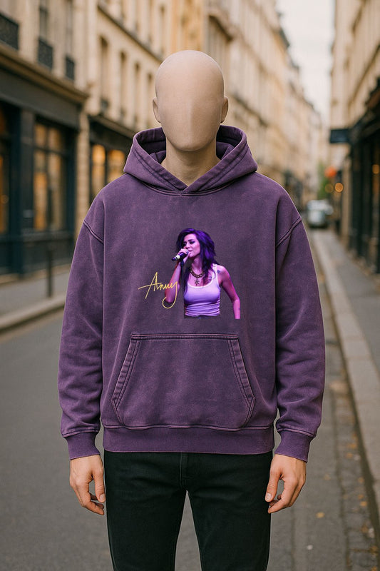 Sudadera con capucha lavada en morado