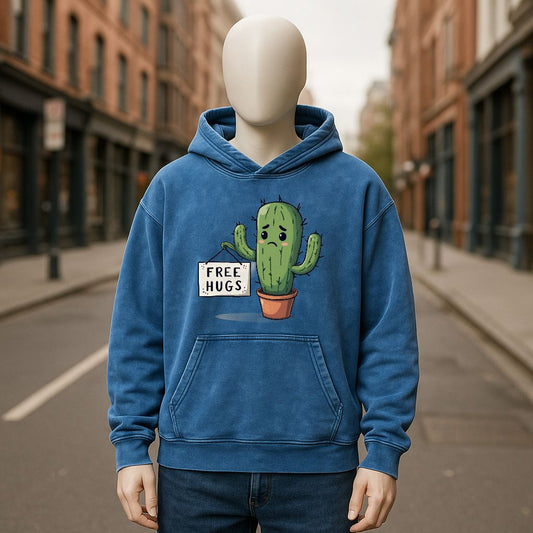 Sudadera con capucha lavada en azul