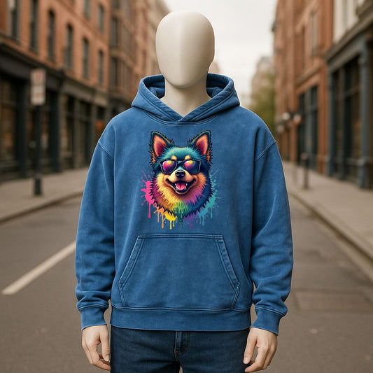 Sudadera con capucha lavada en azul