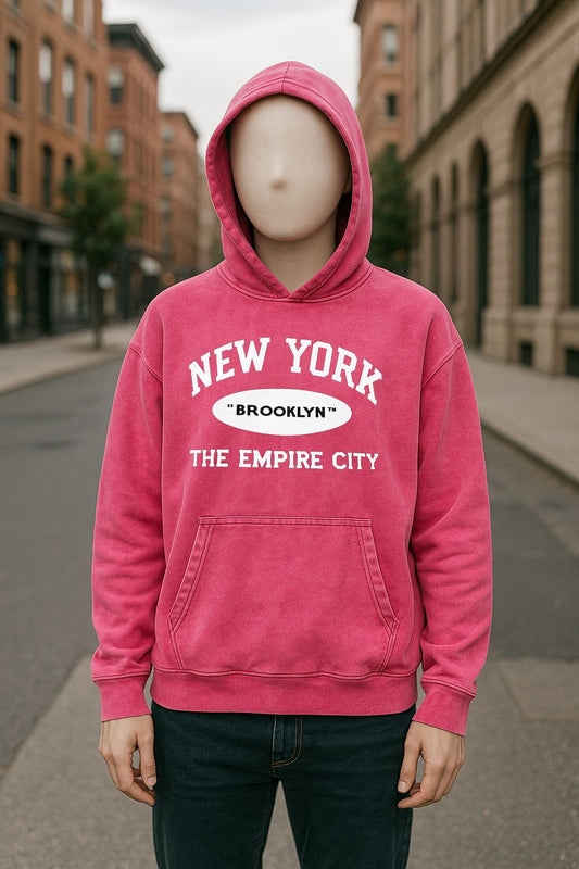 Sudadera con capucha lavada en rojo rosa