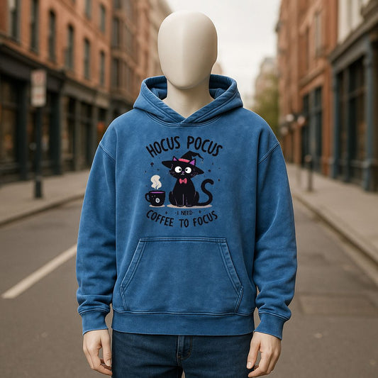 Sudadera con capucha lavada en azul