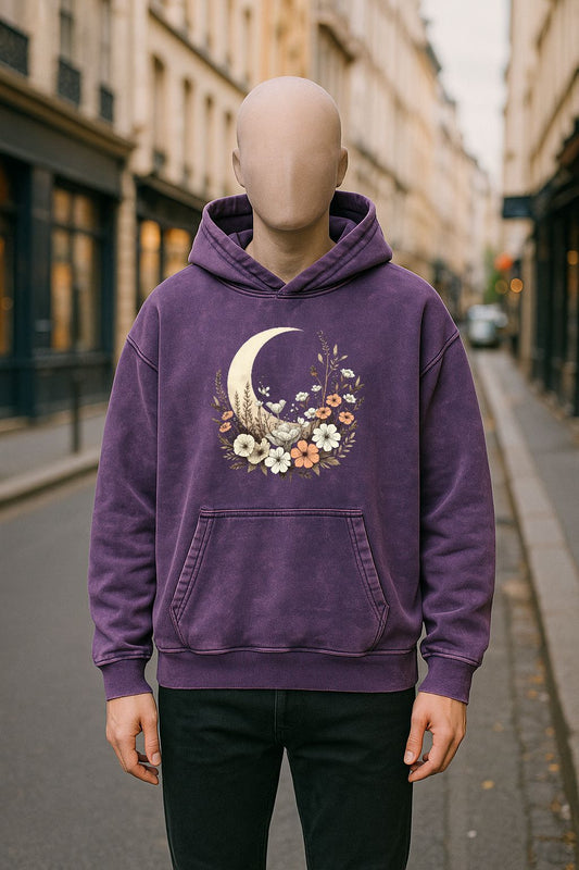 Sudadera con capucha lavada en morado