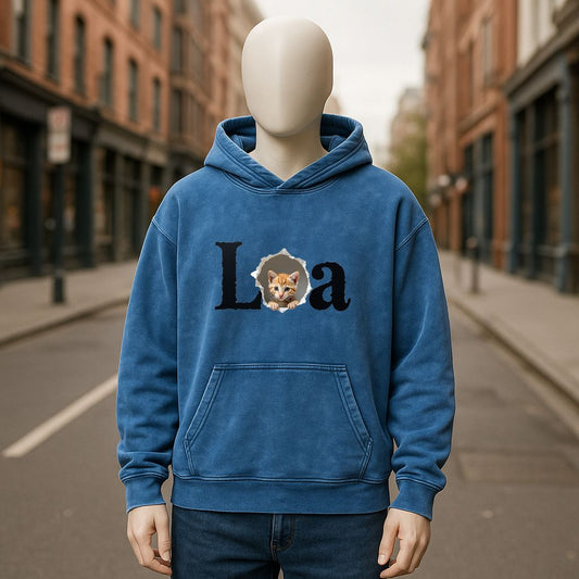 Sudadera con capucha lavada en azul