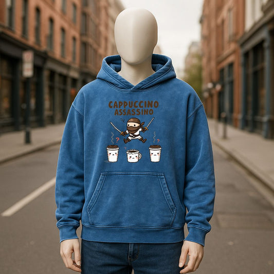 Sudadera con capucha lavada en azul