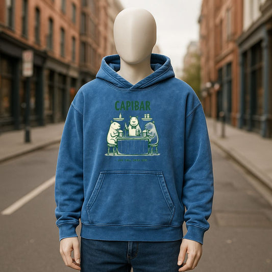 Sudadera con capucha lavada en azul