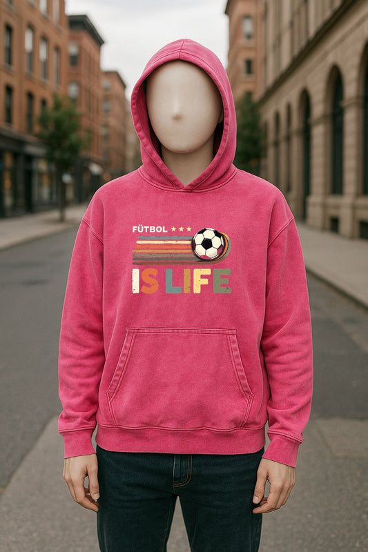 Sudadera con capucha lavada en rojo rosa