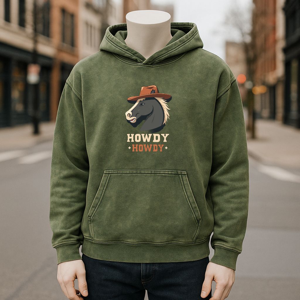 Sudadera con capucha lavada de color verde militar