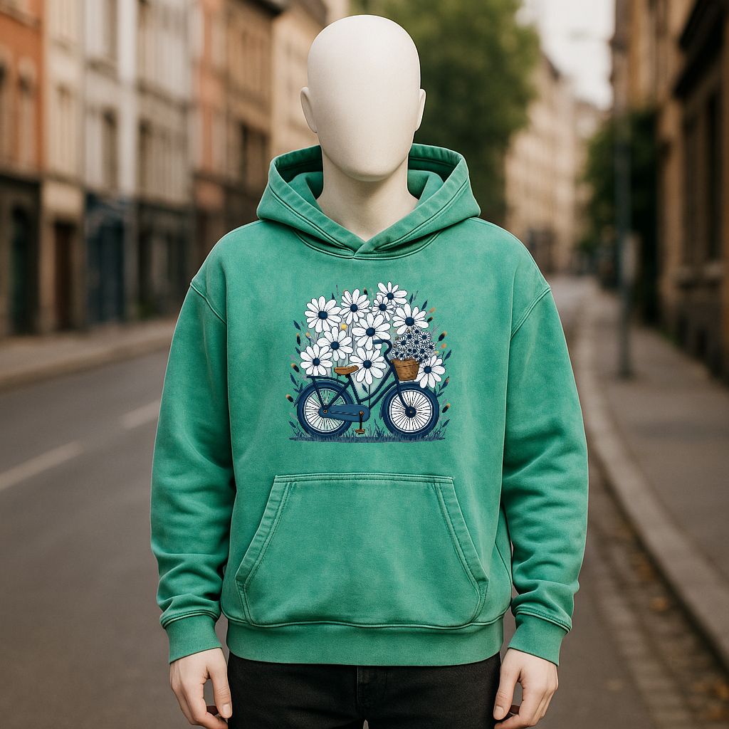Sudadera con capucha lavada en verde