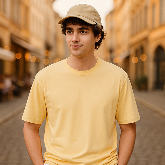 Camiseta dibujo beige hombre