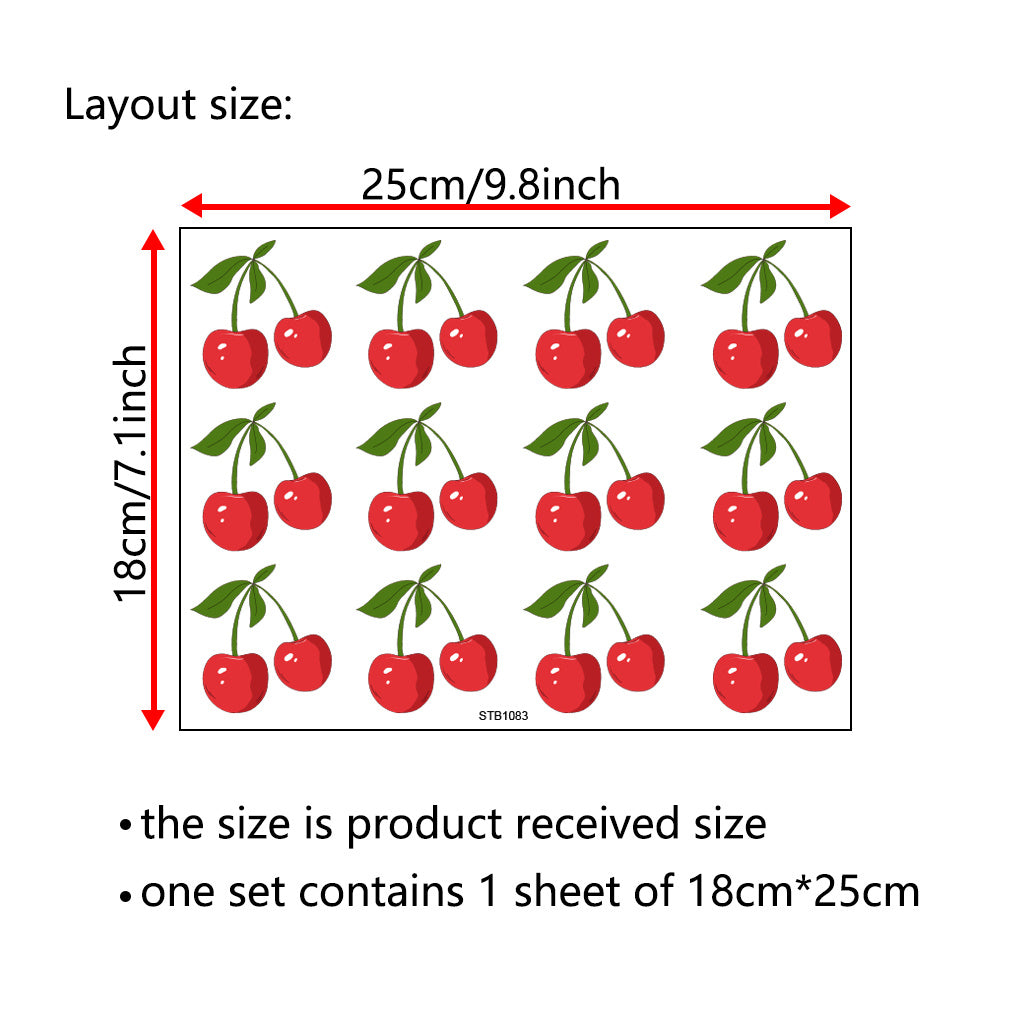 3套 适用于 16 盎司玻璃杯和水瓶的 UV DTF 水晶标转印贴纸 可爱红色樱桃设计，可爱美学贴纸，适合女士、女孩、派对、杯子配件 带有闪亮水晶的自黏哑光樱桃贴花