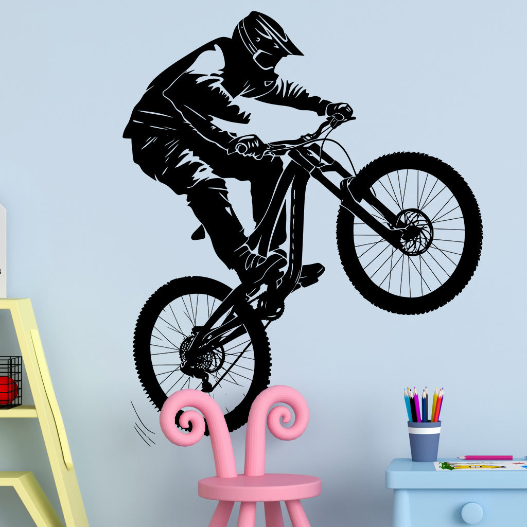 2pcs Dynamic Mountain Bike Silhouette Sticker, Perfect for Adventure Enthusiasts, Outdoor Decor, Enhances Vibrant Aesthetics, Self-adhesive, Removable, Waterproof Wall Sticker