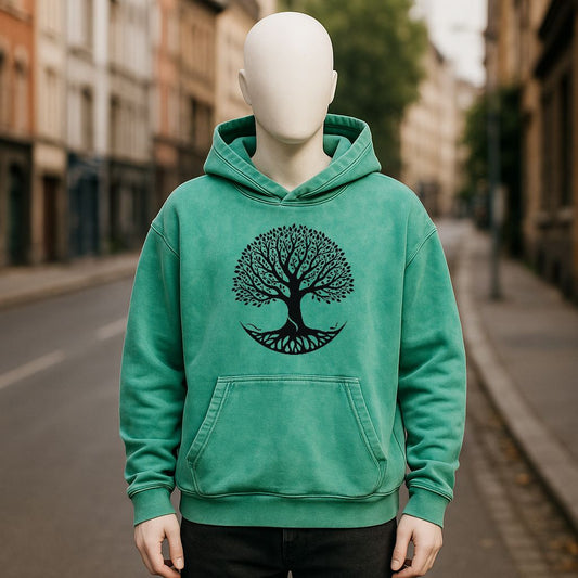 Sudadera con capucha lavada en verde