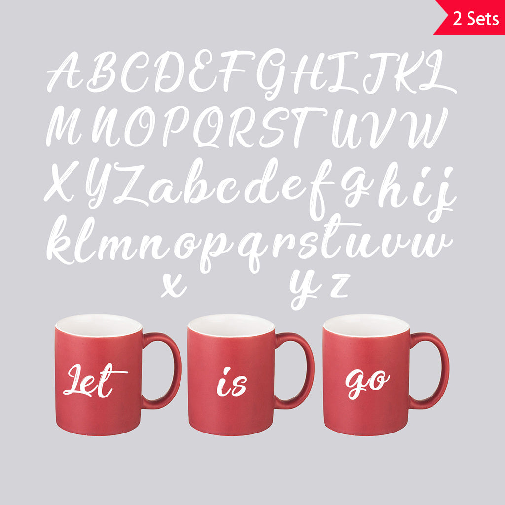 2套 26个白色英文前卫潮流字母转印水晶标贴纸 自粘防水可拆卸创意DIY水晶贴纸 增添生活趣味性与文化艺术氛围性 适用于水杯 玻璃 金属 笔记本等装饰