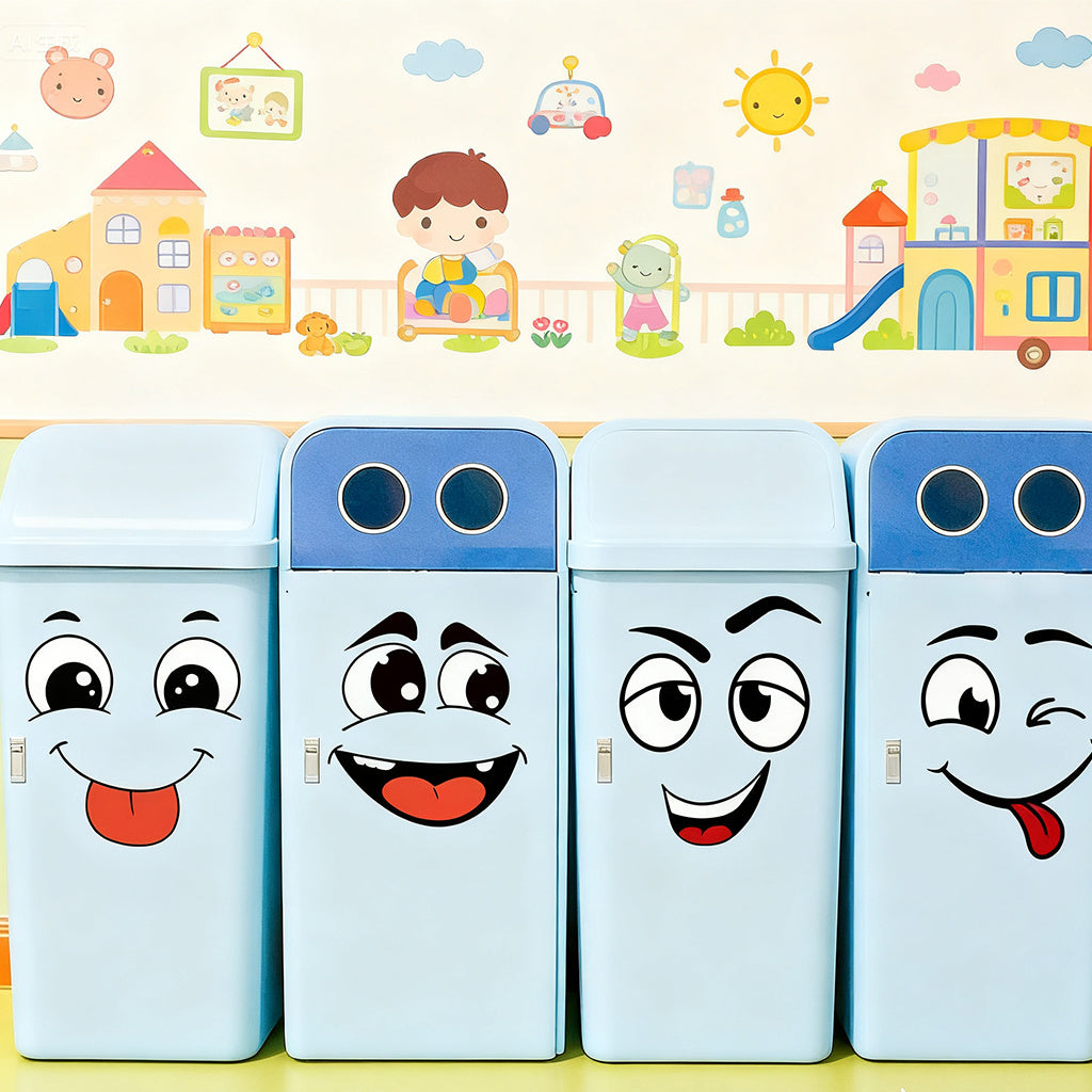 A set of cute cartoon smiley face stickers with a playful and humorous vibe, adding stylish and fun decorative elements to any space. Self-adhesive, removable, waterproof, creative DIY wall stickers, toilet stickers, and trash can stickers.