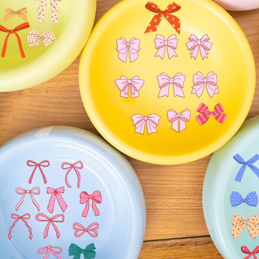 2套 粉红色蝴蝶结可爱设计，适合女士、女孩、派对、杯子配件 适用于 16 盎司玻璃杯和水瓶的 UV DTF 杯子包装纸，带有闪亮水晶的自黏哑光纸蝴蝶结贴花，可爱美学贴纸