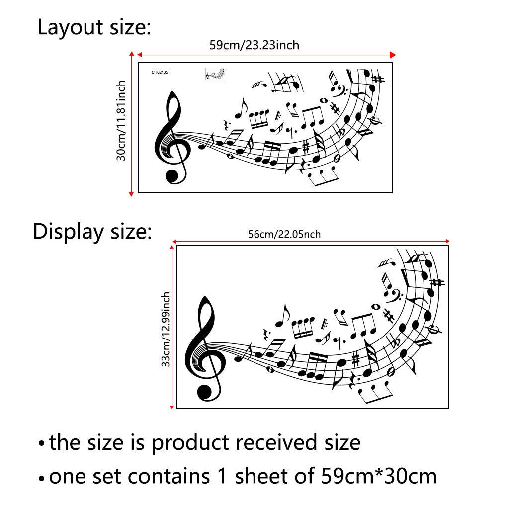 1pc Art music symbol stickers wall decals, flowing treble clefs and various music symbols, perfect for decorating music lovers' spaces, accenting melodies with art, adding an artistic atmosphere