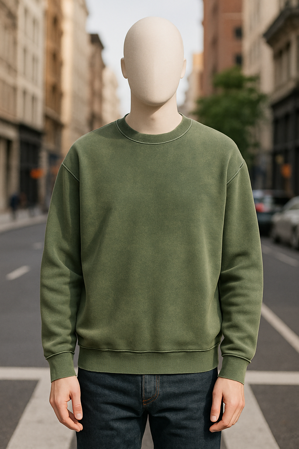 Sudadera verde militar lavada