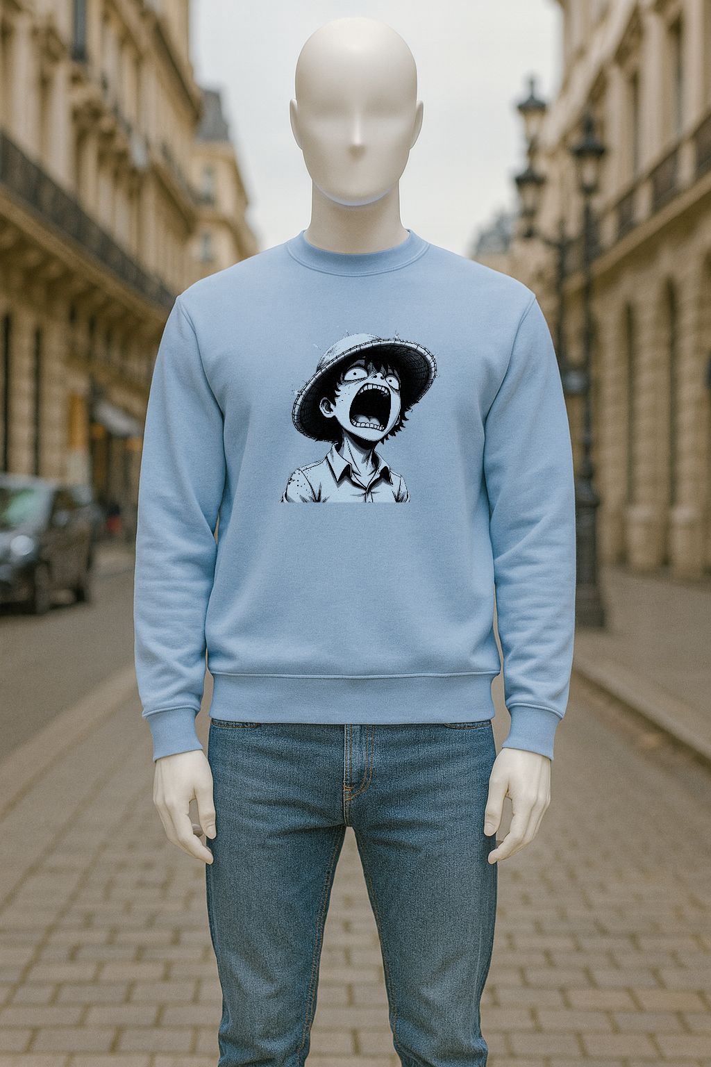 sudadera con dibujo AZUL