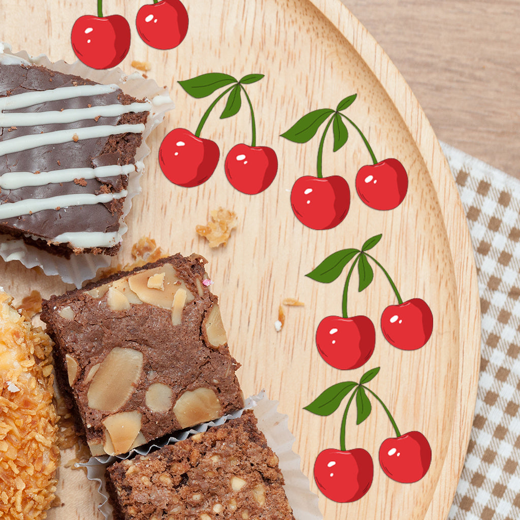 3套 适用于 16 盎司玻璃杯和水瓶的 UV DTF 水晶标转印贴纸 可爱红色樱桃设计，可爱美学贴纸，适合女士、女孩、派对、杯子配件 带有闪亮水晶的自黏哑光樱桃贴花