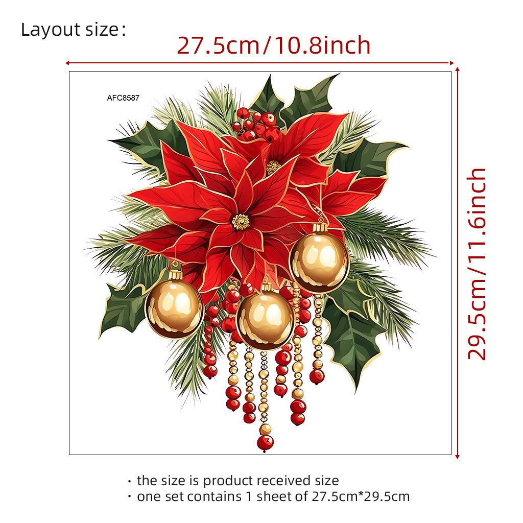 A set of Christmas flower and bell toilet stickers suitable for decorating bedroom and living room background walls, study, bathroom decorations, glass decorations, etc. Self-adhesive and removable stickers.
