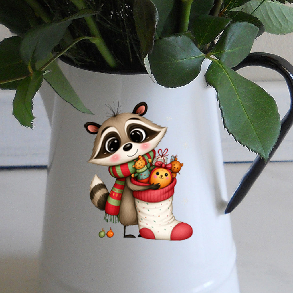 2pcs Cute cartoon Christmas animal UV DTF Crystal label transfer sticker series - Charming squirrel, badger, alpaca and raccoon designs, perfectly adding a festive and artistic atmosphere to glass jars and adult holiday home decoration Spaces. Self-adhesi