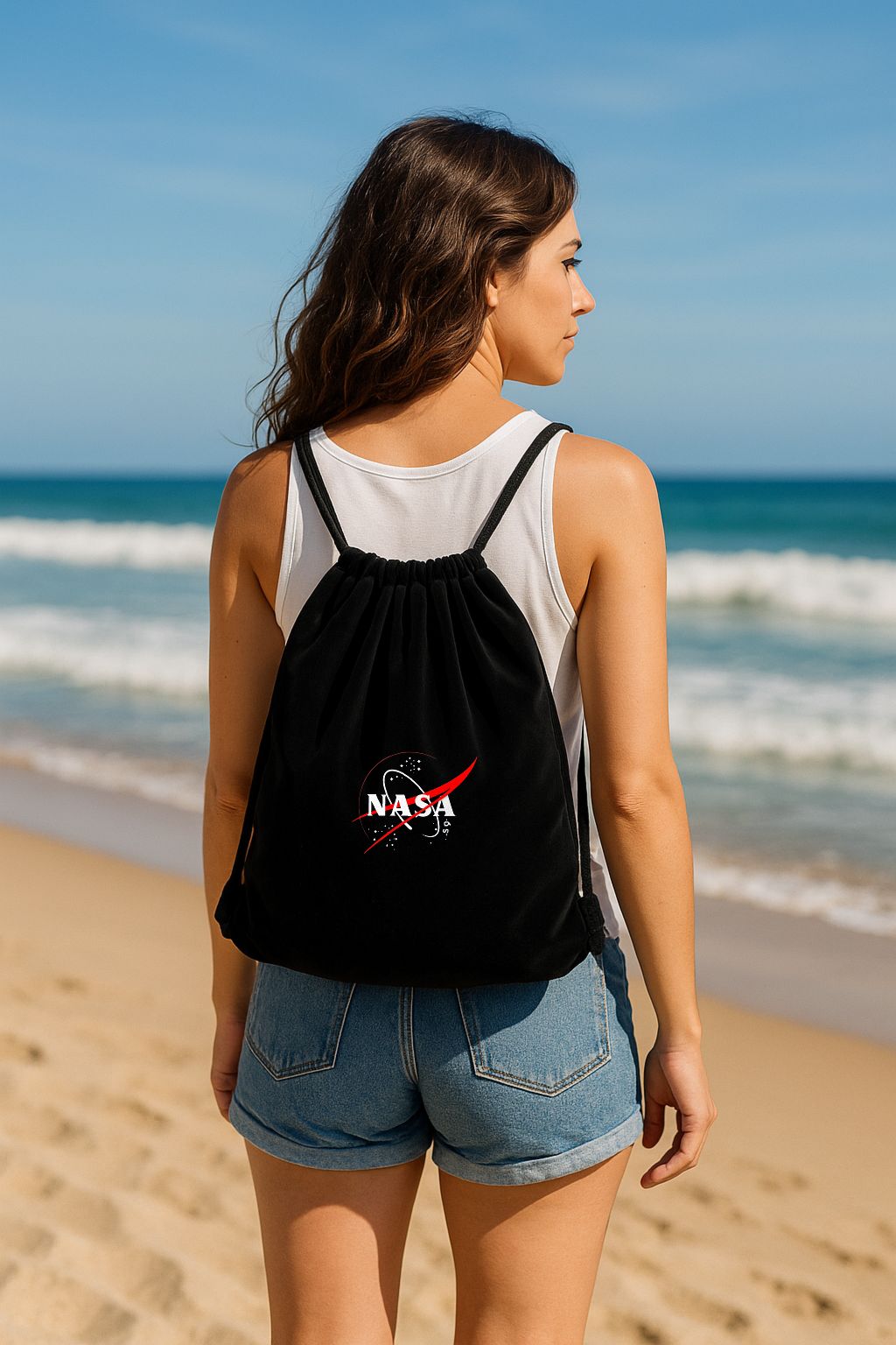 Mochila de terciopelo con cuerda 34x38