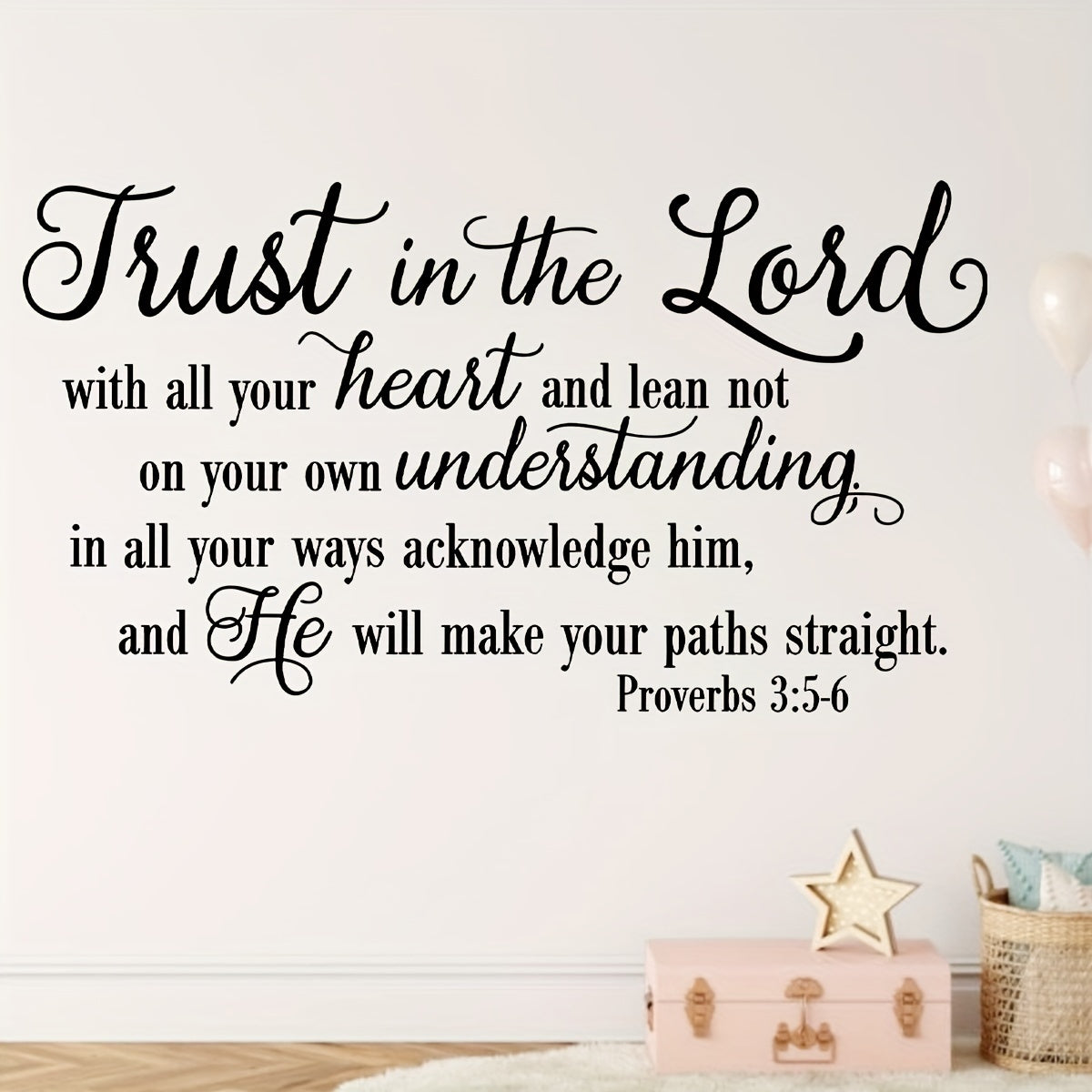 1pc Creative Letter Wall Sticker, Wholeheartedly Believe in the Lord Inspirational Slogan, Suitable for Bedroom, Hallway, Living Room, Porch, Home Decoration, Removable Self-adhesive Creative DIY Wall Sticker, Reusable