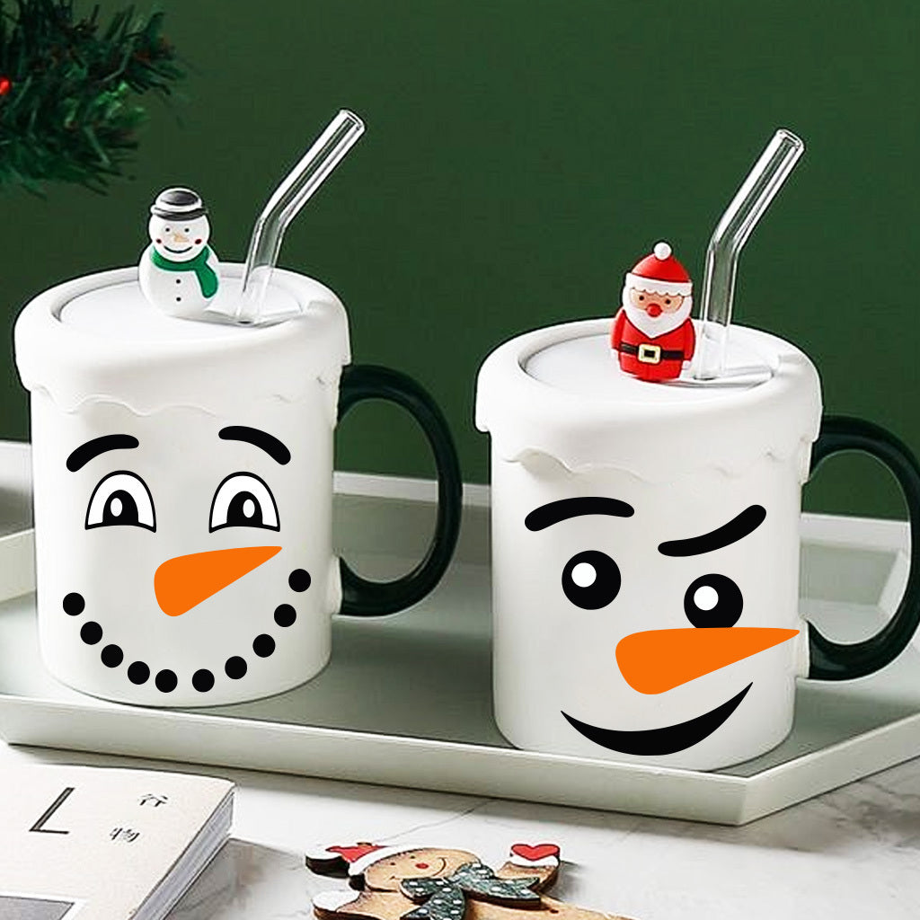 1套 圣诞节面部水晶标贴纸 增添生活趣味性与节日氛围 UV DTF 转印贴纸办公室和家用 玻璃杯 咖啡杯 3D diy创意贴纸