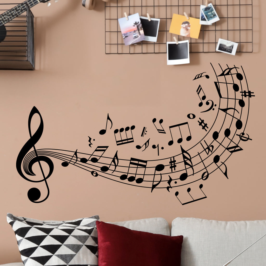 1pc Art music symbol stickers wall decals, flowing treble clefs and various music symbols, perfect for decorating music lovers' spaces, accenting melodies with art, adding an artistic atmosphere
