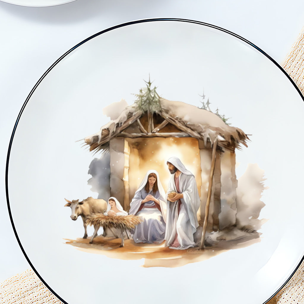 4pcs Christmas Jesus Catholic Christian Character Transfer UV DTF Crystal Stickers, suitable for cups, computers, home decor, etc. Self-adhesive waterproof creative stickers to add festive atmosphere and vitality.