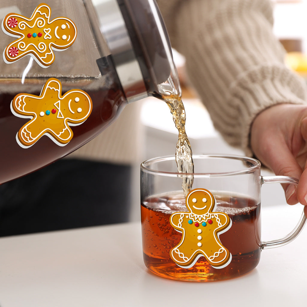 3套 圣诞节可爱姜饼人转移水晶标贴纸 适用于男孩女孩文具 水杯 笔记本装饰 咖啡杯装饰 自粘防水创意DIY UV DTF贴纸 增添节日欢乐氛围与生活趣味性