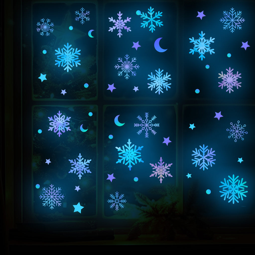 A set of Elegant Christmas decorations, glass stickers with a gorgeous gold and red bow design, featuring the words 'Merry Christmas, ' add a luxurious and festive touch to home decor. They are statically adhered, waterproof, and reusable.