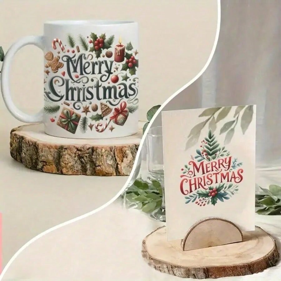 1 set of 12pcs UV DTF Merry Christmas - Waterproof Stickers For Cups, Refrigerators, Water Bottles, Coffee Cups, Etc. - High-Quality DIY Vinyl Decals With Festive Holiday Designs