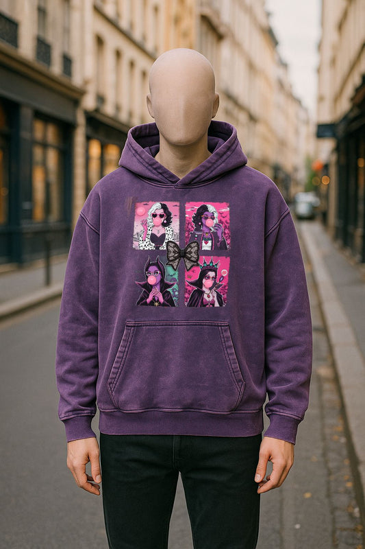 Sudadera con capucha lavada en morado