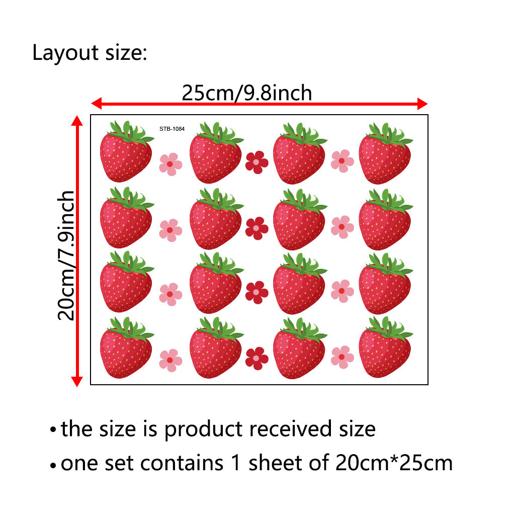 3套 可爱草莓图案设计、UV DTF 杯子贴纸、防水贴纸包，用于装饰杯子、电脑、瓶子、学习用品等装饰、工艺品、DIY 艺术用品转水晶标贴纸 适合女孩 节日 派对装饰