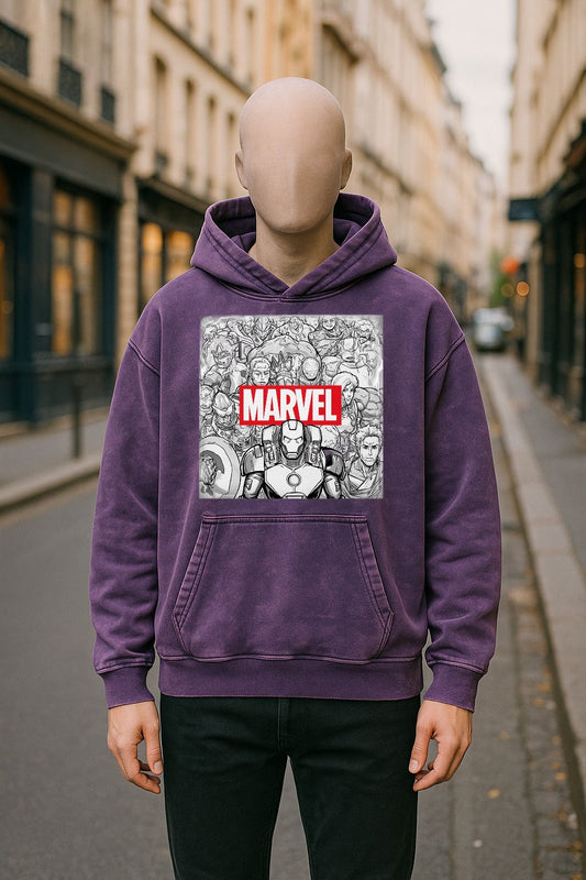 Sudadera con capucha lavada en morado