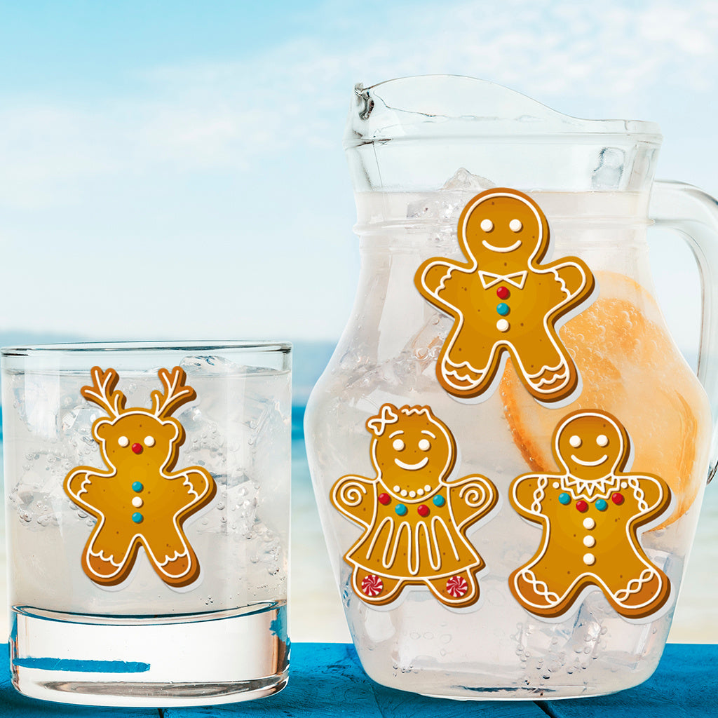 3套 圣诞节可爱姜饼人转移水晶标贴纸 适用于男孩女孩文具 水杯 笔记本装饰 咖啡杯装饰 自粘防水创意DIY UV DTF贴纸 增添节日欢乐氛围与生活趣味性
