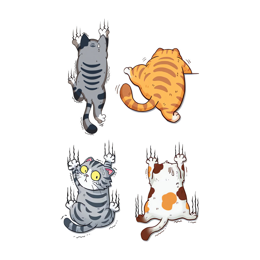 2pcs Whimsical Cat Scratch Sticker Set Playful cat designs full of fun poses, perfect for cat lovers' decor and quirky home accents, enhancing charming aesthetics