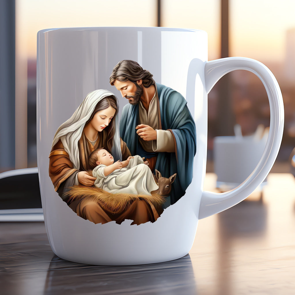 4pcs Christmas Jesus Catholic Christian Character Transfer UV DTF Crystal Stickers, suitable for cups, computers, home decor, etc. Self-adhesive waterproof creative stickers to add festive atmosphere and vitality.