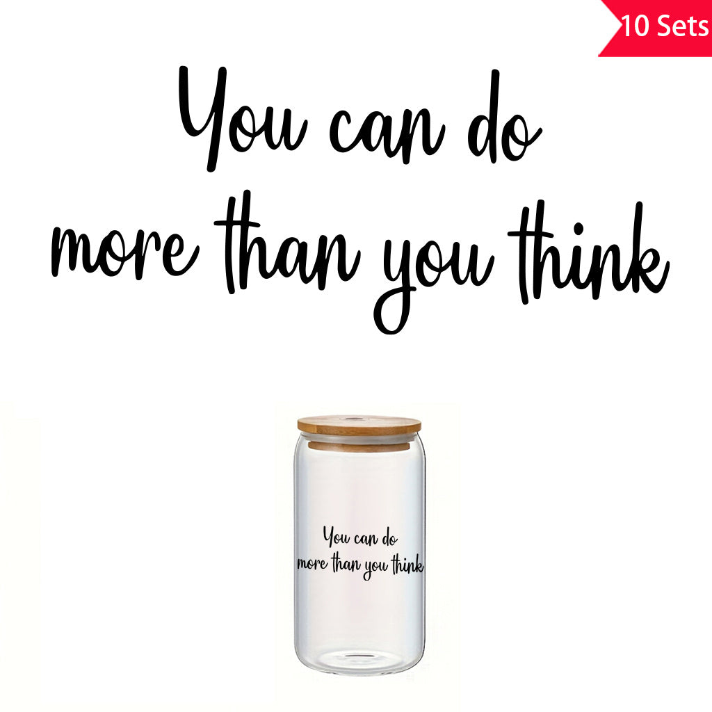 10套 励志名言“你比自己想象的更能做事”励志名言文字转印UV DTF水晶贴纸，适用于婴儿房装饰、水杯、电脑、家居装饰等。自粘防水创意贴纸。