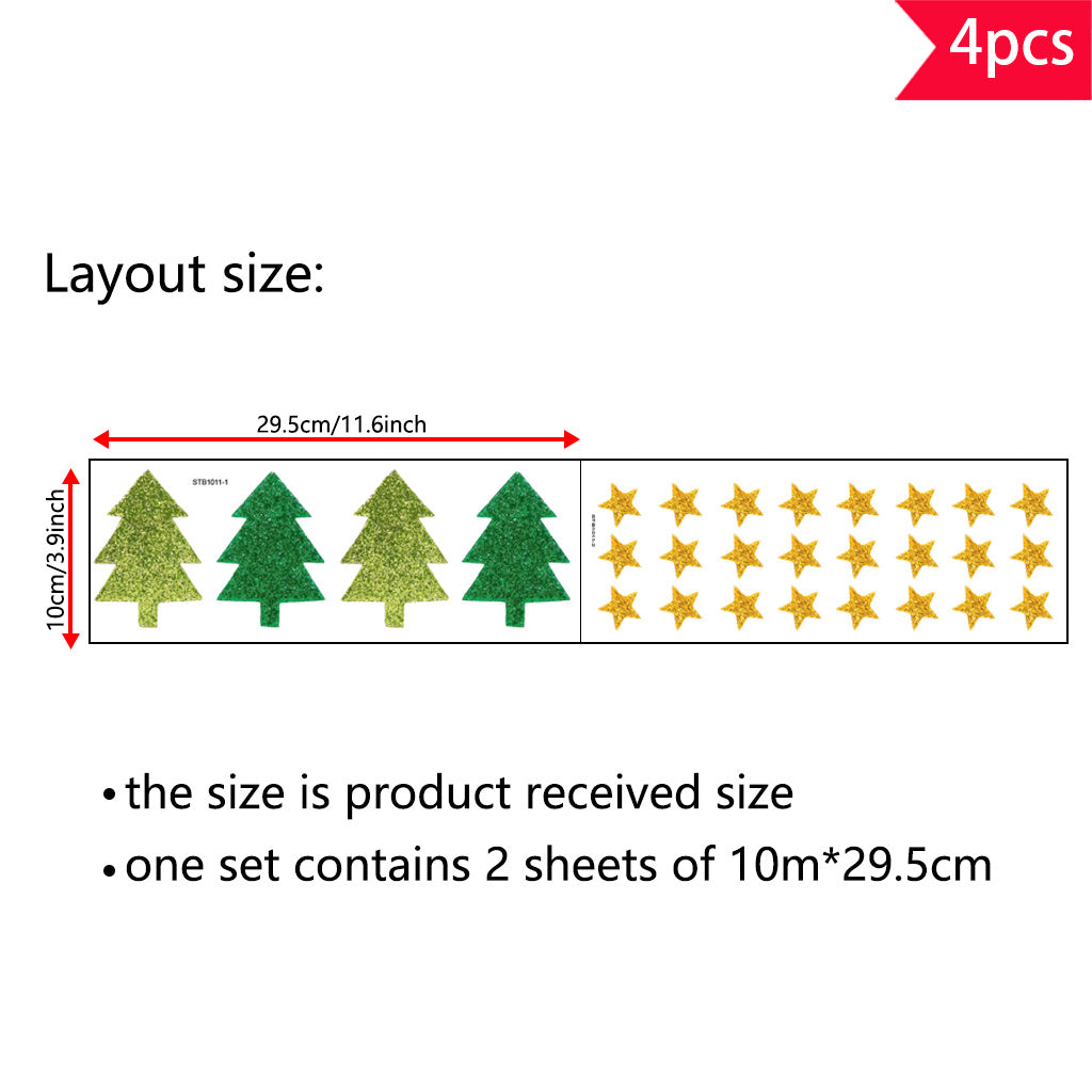 4PCS 2 sets of Christmas trees and stars crystal standard UV DTF transfer sticker sets, perfect for adding a charming seasonal atmosphere to glass jars and space decorations. Self-adhesive, removable, and waterproof stickers.
