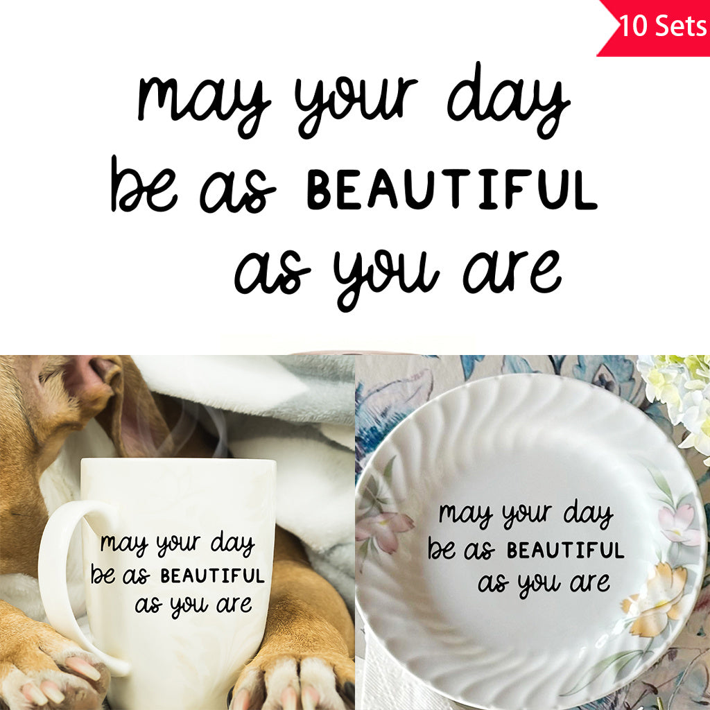 10套 愿你的每一天都如你般美好”祝福祈愿转印水晶标 UVdtf贴纸 适用于水杯 电脑 笔记本等装饰 自粘防水创意diy贴纸