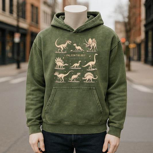 Sudadera con capucha lavada de color verde militar